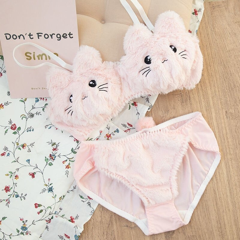 Cute Kitty Cat Plush Bra & Panty Set – ABDL Diapers